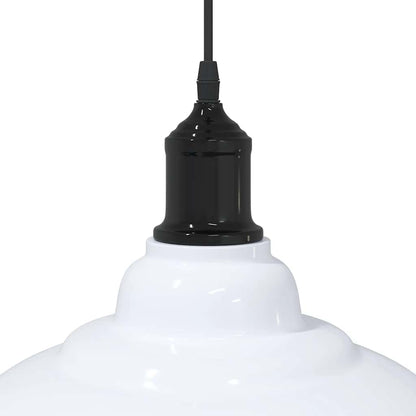 vidaXL Lampe suspendue réglable hauteur E27 blanc brillant Ø31cm métal