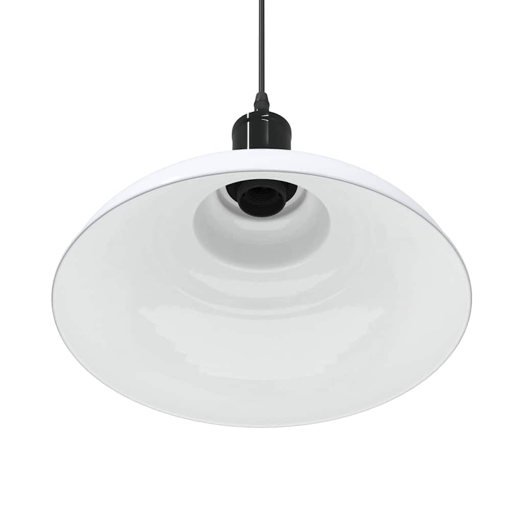 vidaXL Lampe suspendue réglable hauteur E27 blanc brillant Ø31cm métal
