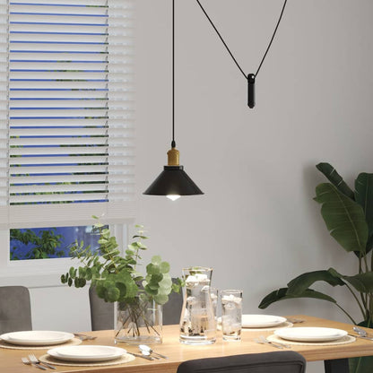 vidaXL Lampe suspendue réglable hauteur E27 noir brillant Ø22 cm métal