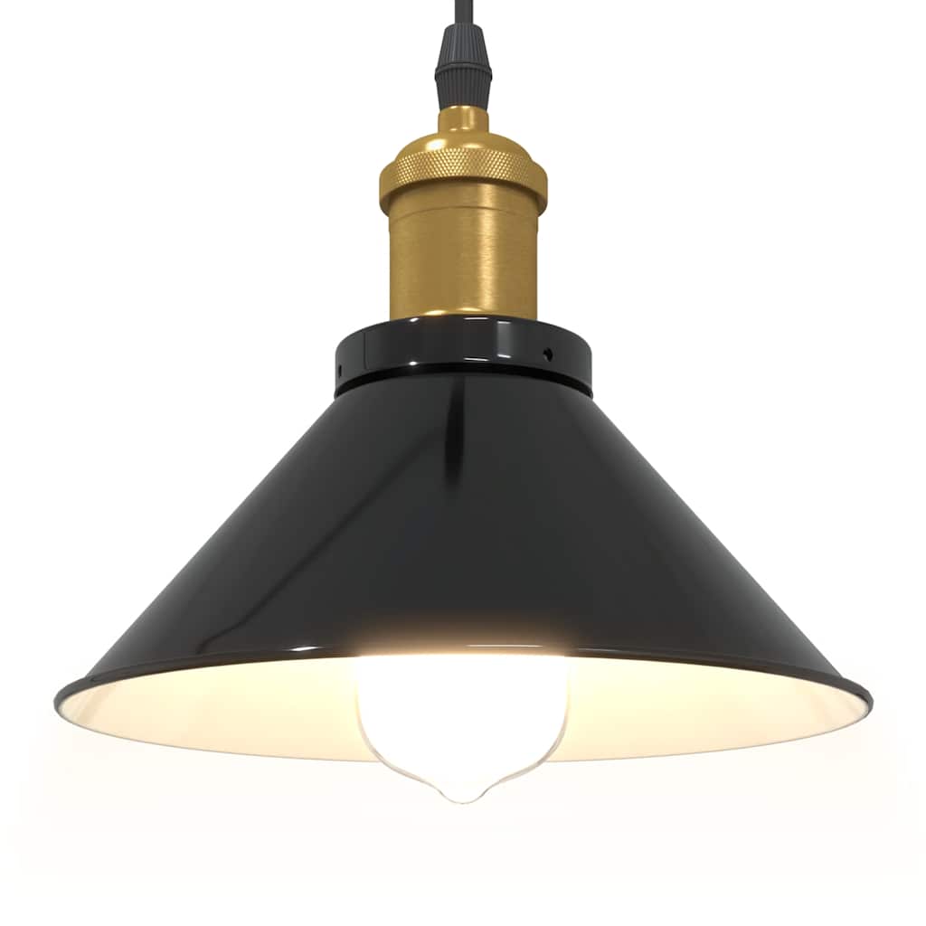 vidaXL Lampe suspendue réglable hauteur E27 noir brillant Ø22 cm métal