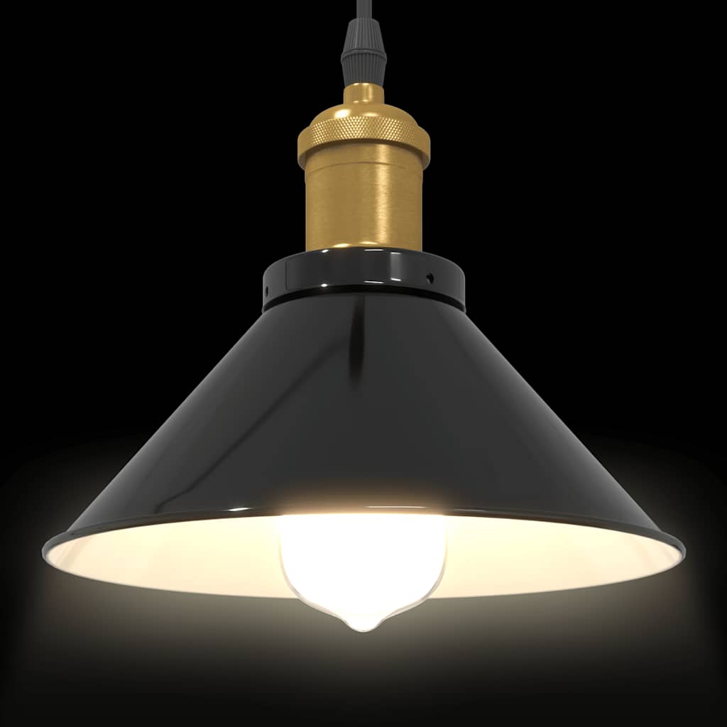 vidaXL Lampe suspendue réglable hauteur E27 noir brillant Ø22 cm métal