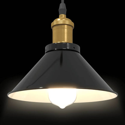 vidaXL Lampe suspendue réglable hauteur E27 noir brillant Ø22 cm métal