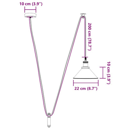 vidaXL Lampe suspendue réglable hauteur E27 noir brillant Ø22 cm métal