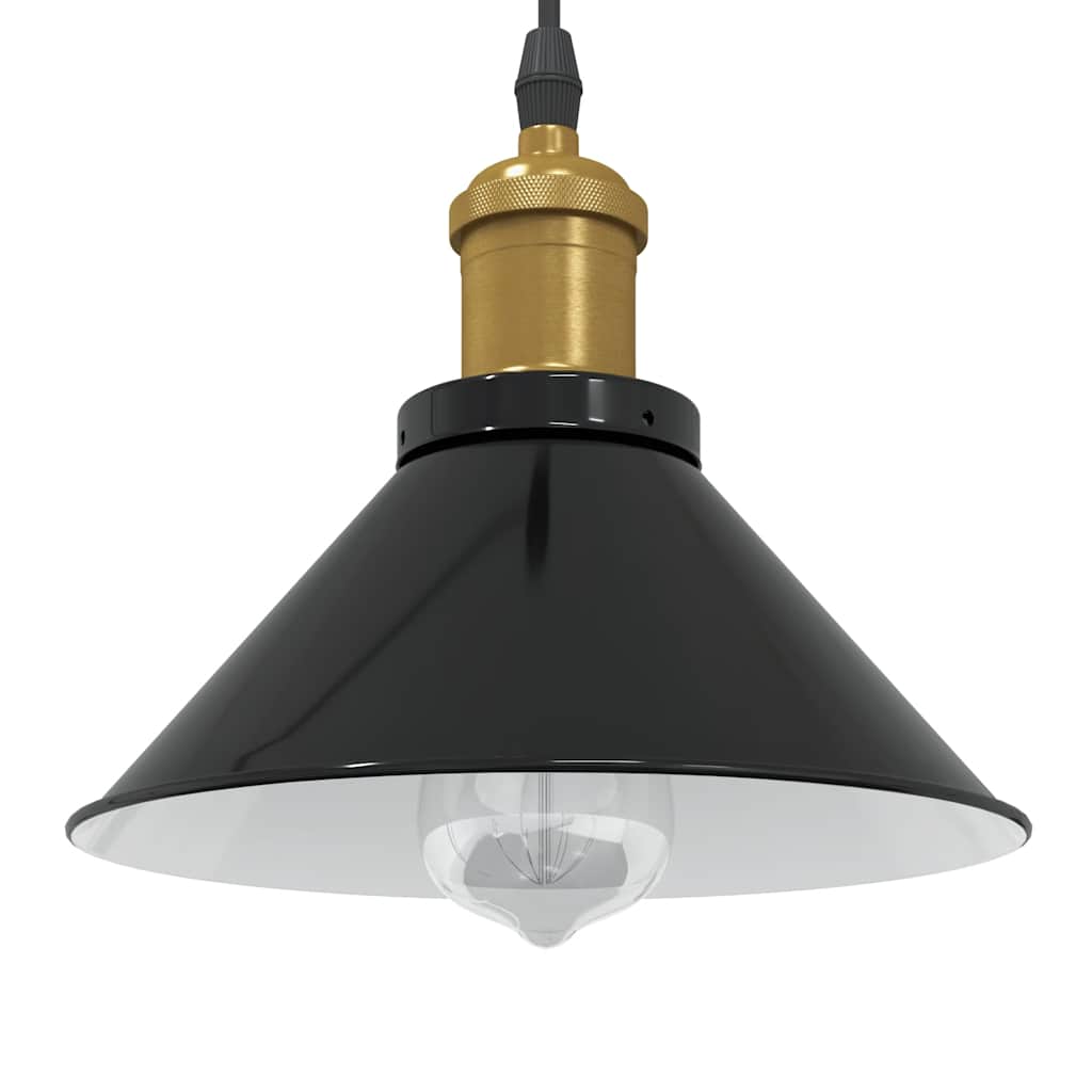 vidaXL Lampe suspendue réglable hauteur E27 noir brillant Ø22 cm métal