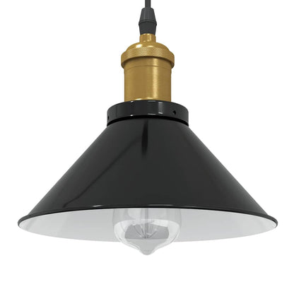 vidaXL Lampe suspendue réglable hauteur E27 noir brillant Ø22 cm métal