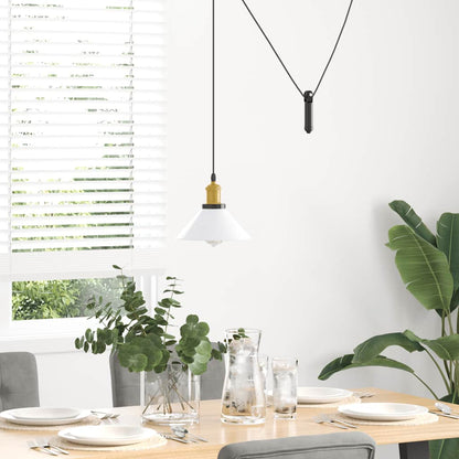 vidaXL Lampe suspendue réglable hauteur E27 blanc brillant Ø22cm métal