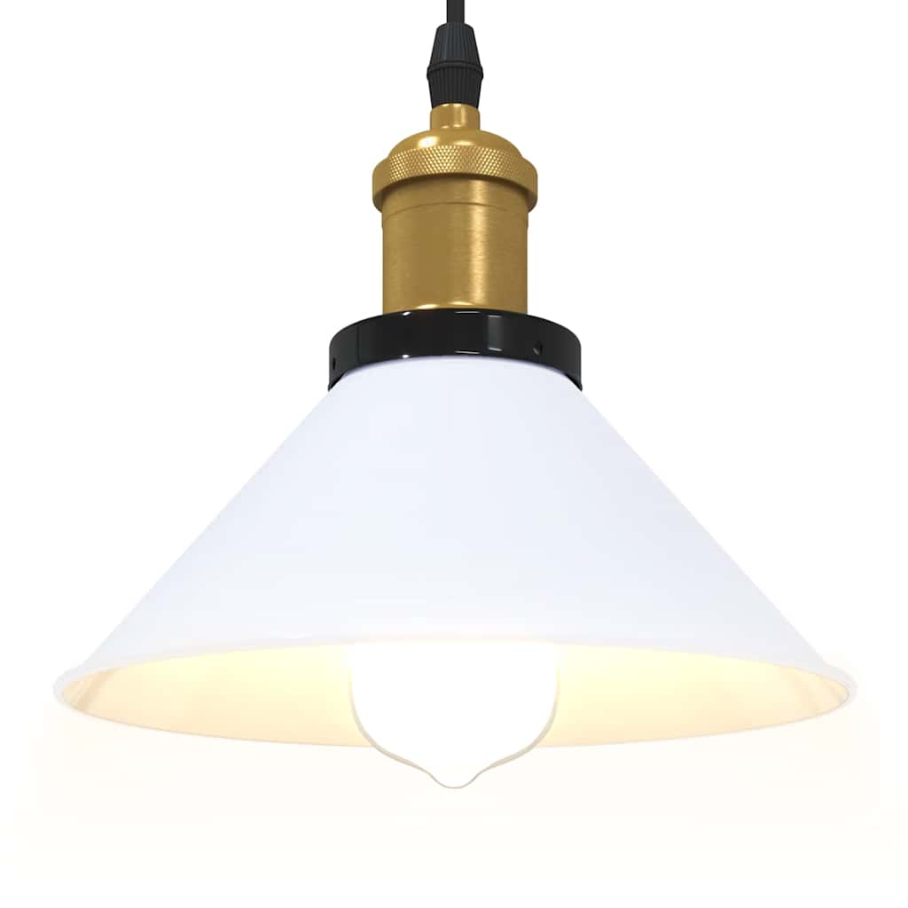 vidaXL Lampe suspendue réglable hauteur E27 blanc brillant Ø22cm métal