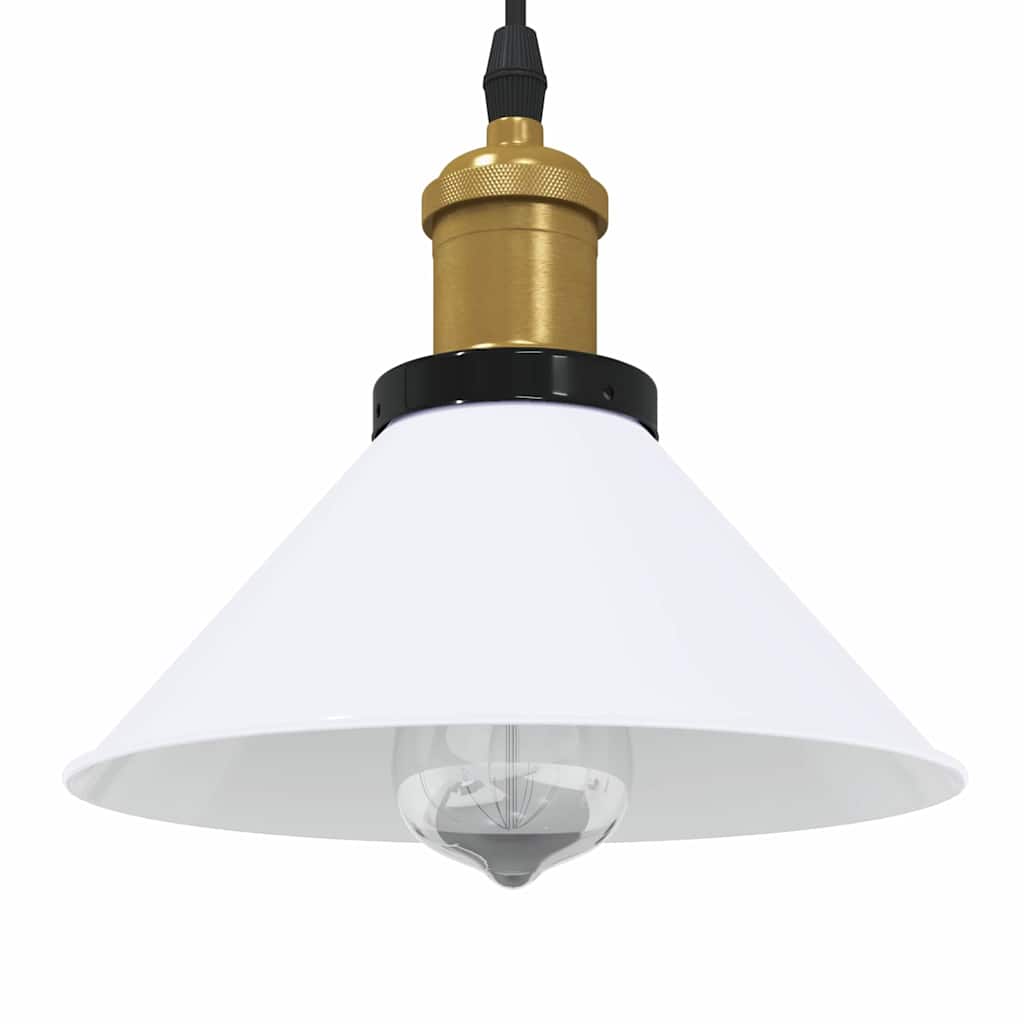vidaXL Lampe suspendue réglable hauteur E27 blanc brillant Ø22cm métal
