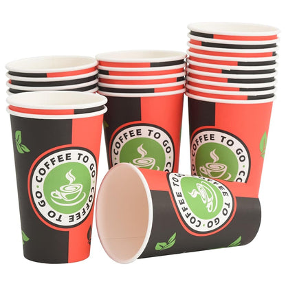 vidaXL Tasses à café en papier 1000 pcs 16oz 400ml rouge et noir