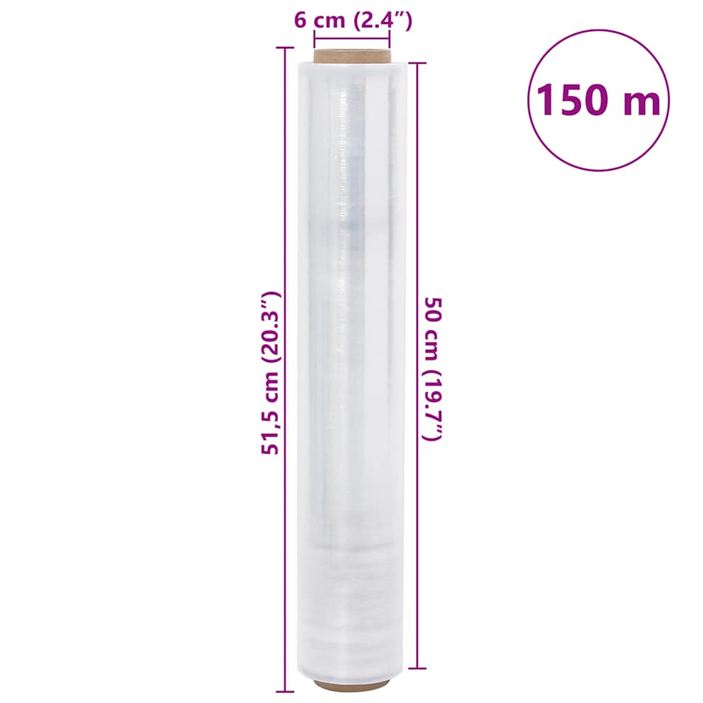 vidaXL Film étirable 6 pcs transparent 20 μm 50 cm x 150 m