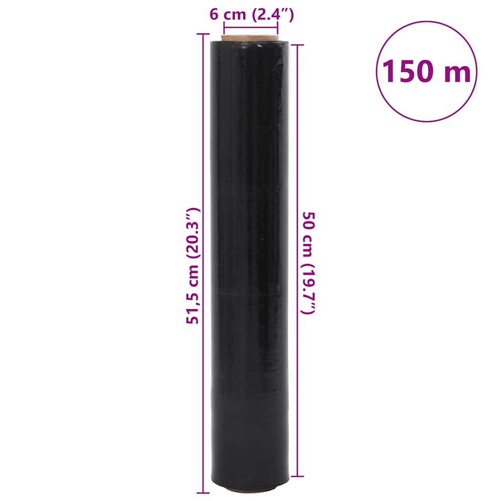 vidaXL Film étirable 2 pcs noir 17 μm 50 cm x 150 m