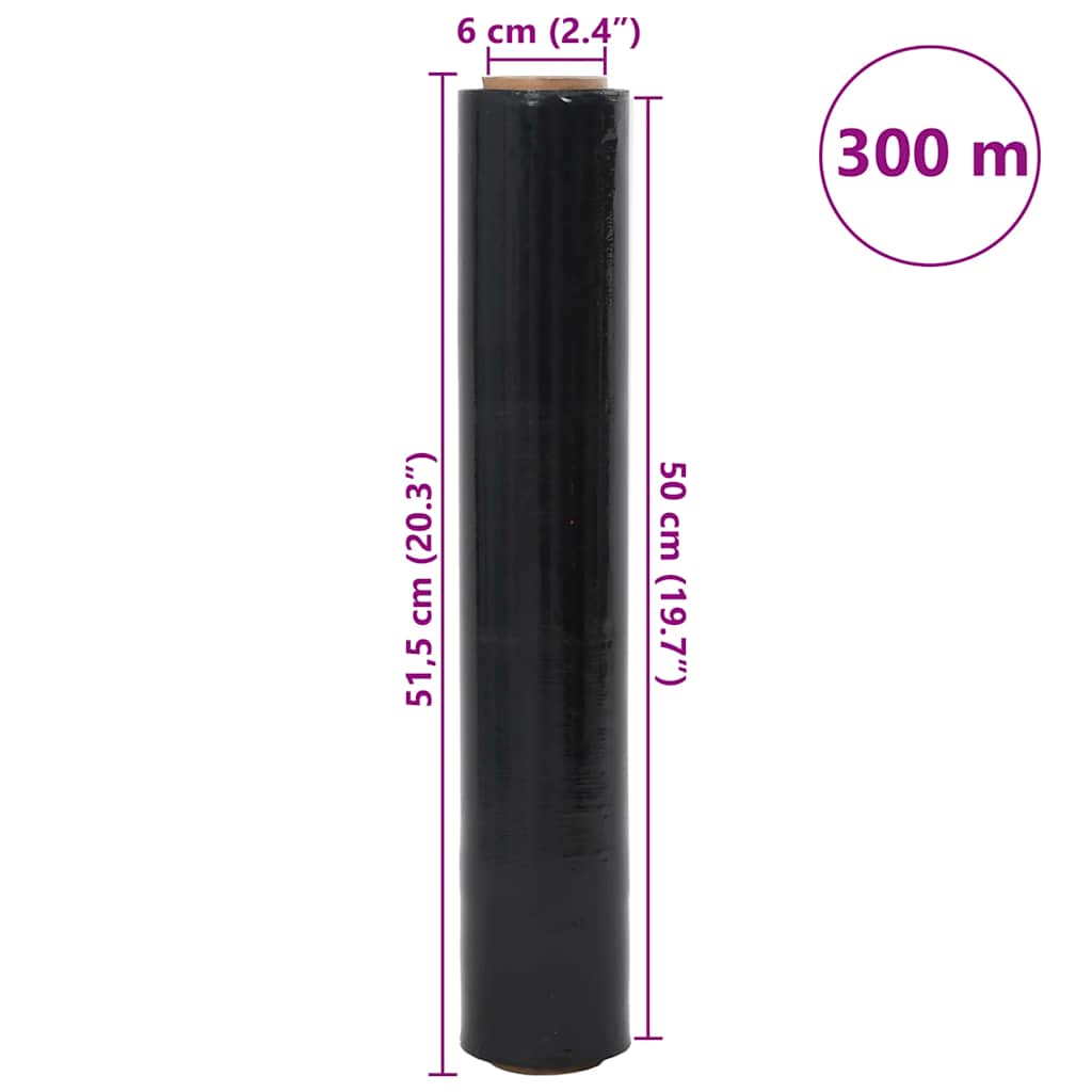 vidaXL Film étirable 6 pcs noir 30 μm 50 cm x 300 m
