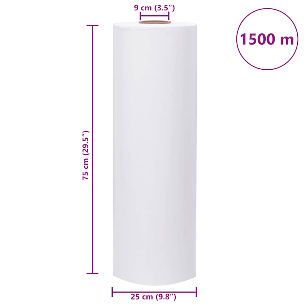 vidaXL Film étirable agricole blanc 25 µm 75 cm x 1500 m