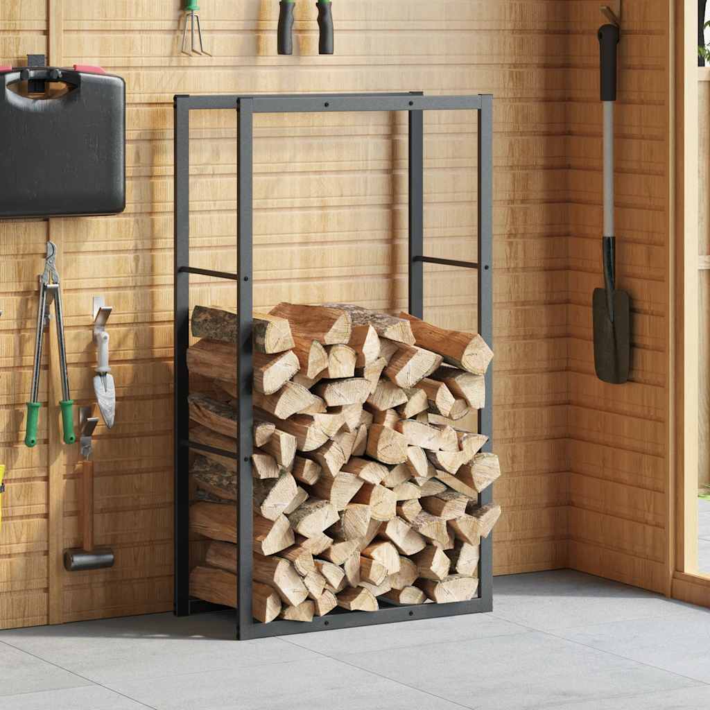 vidaXL Portant de bois de chauffage noir 110x30x61 cm acier