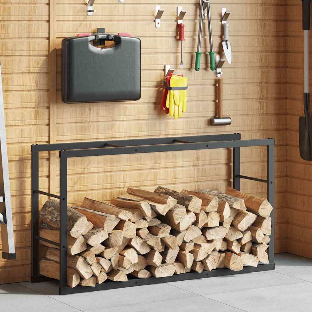 vidaXL Portant de bois de chauffage noir 110x30x61 cm acier