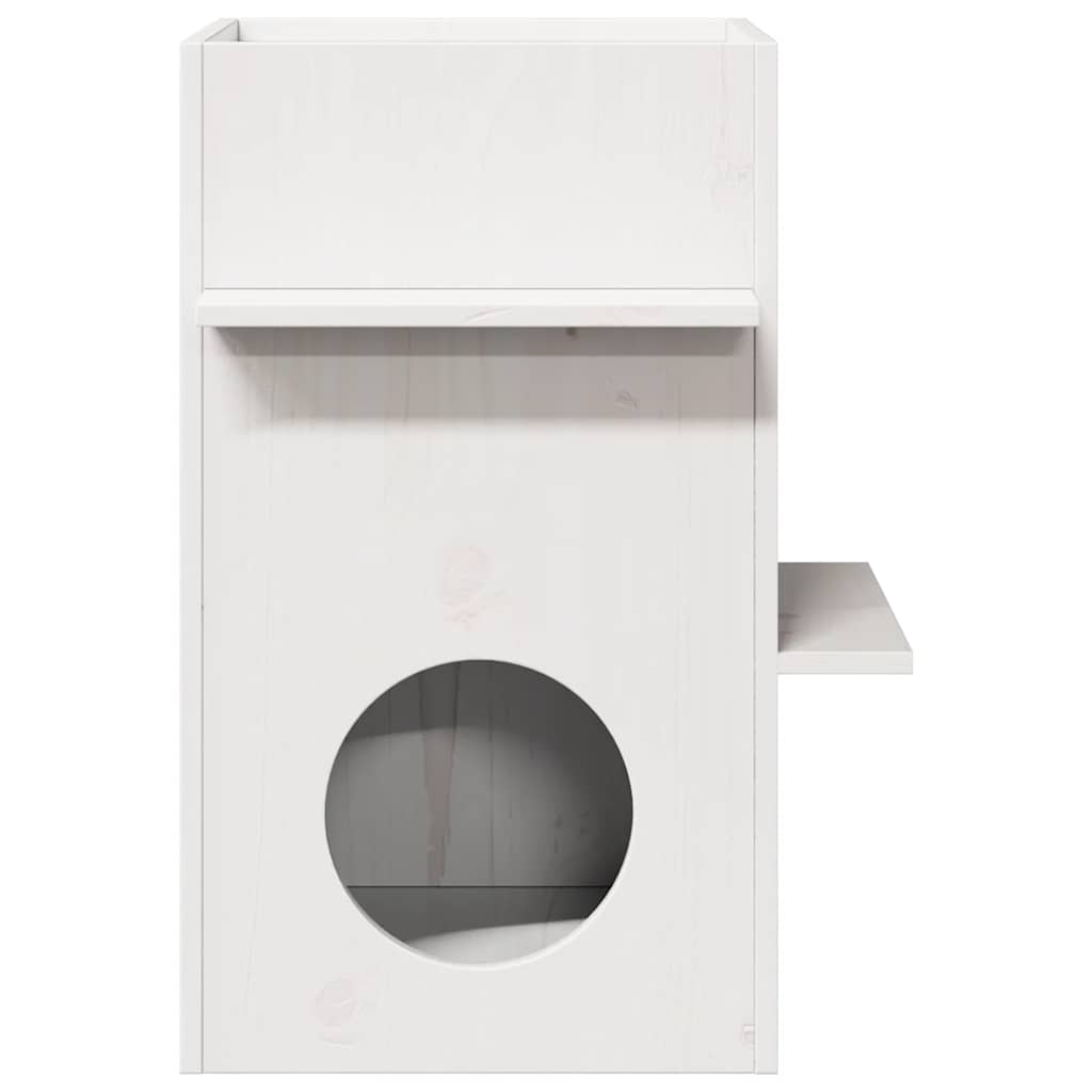 vidaXL Maison pour chat blanc 43x43x60 cm bois de pin massif