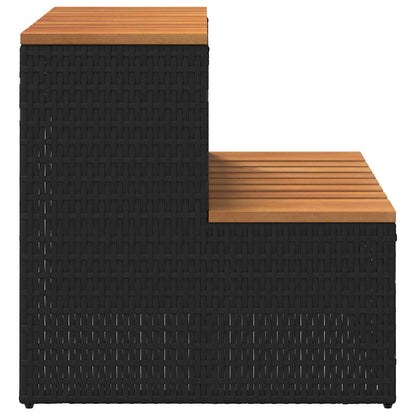 VidaXL Marche bain à remous noir 50x50x50,5cm polyrotin acacia massif