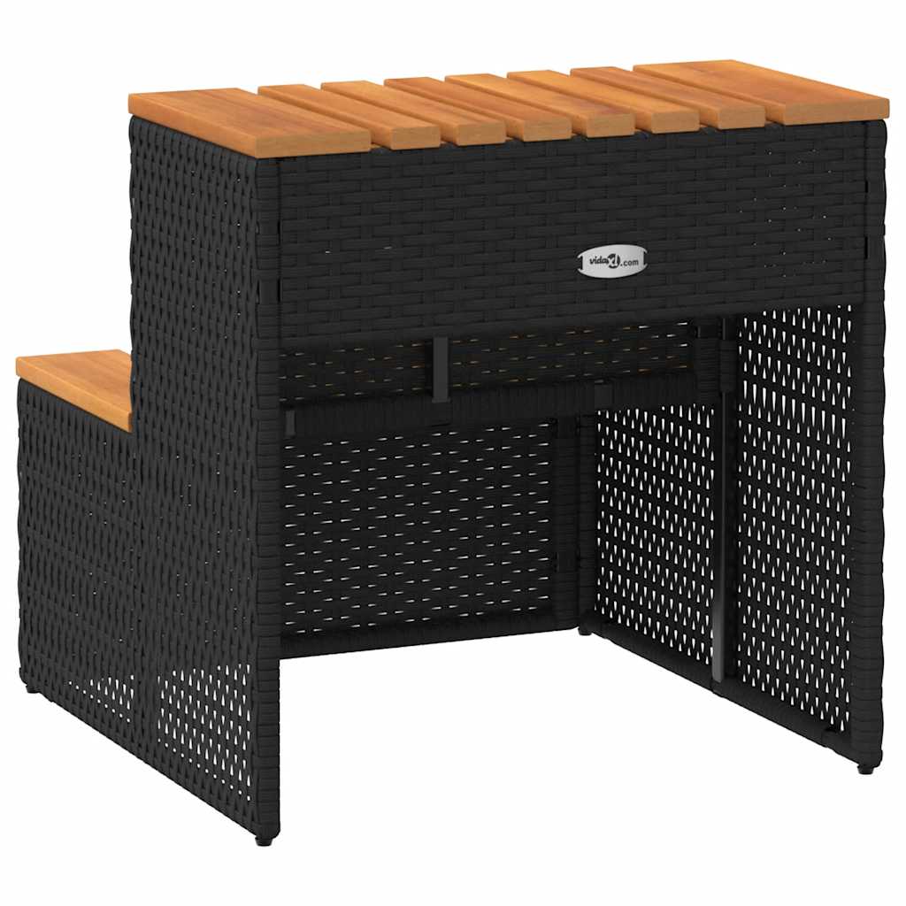 VidaXL Marche bain à remous noir 50x50x50,5cm polyrotin acacia massif
