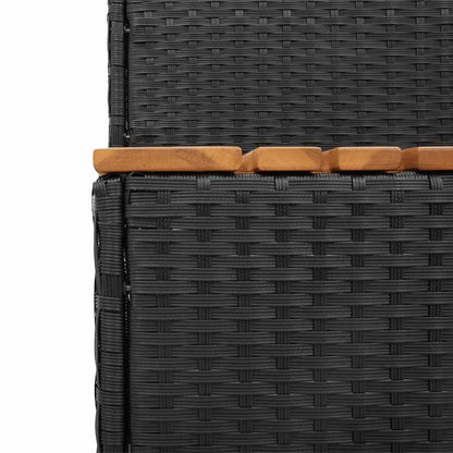 VidaXL Marche bain à remous noir 50x50x50,5cm polyrotin acacia massif