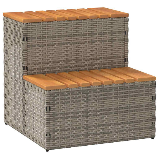 VidaXL Marche bain à remous gris 50x50x50,5cm polyrotin acacia massif