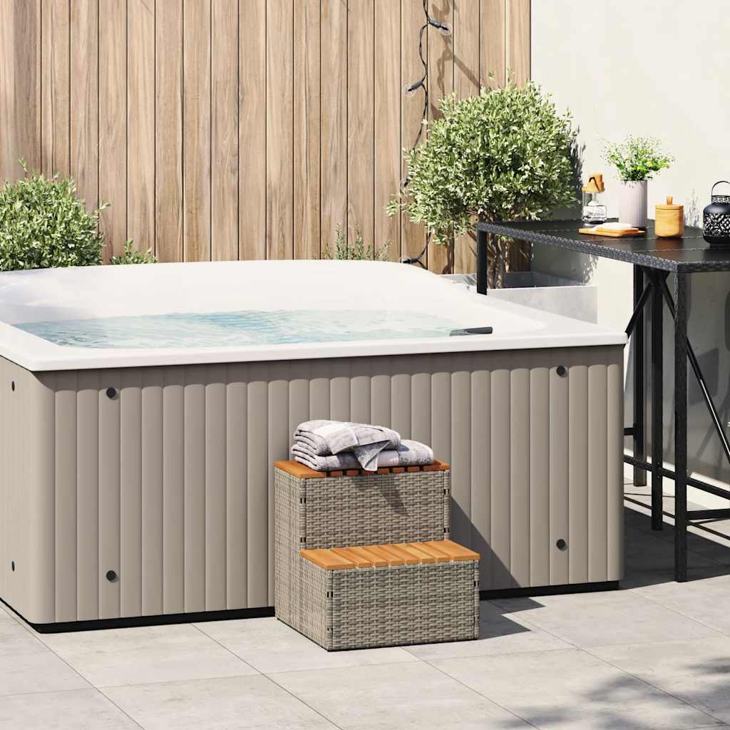 VidaXL Marche bain à remous gris 50x50x50,5cm polyrotin acacia massif