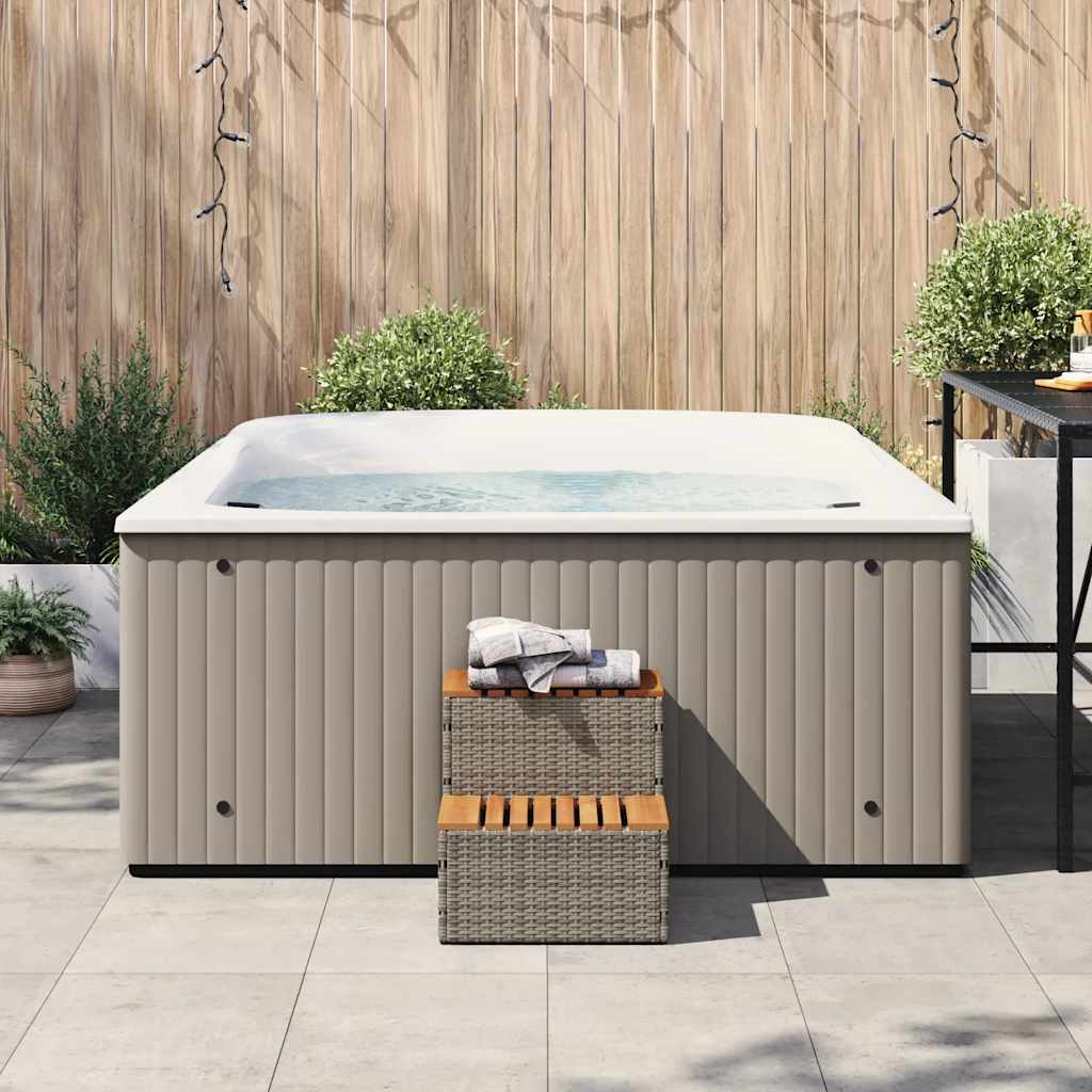 VidaXL Marche bain à remous gris 50x50x50,5cm polyrotin acacia massif
