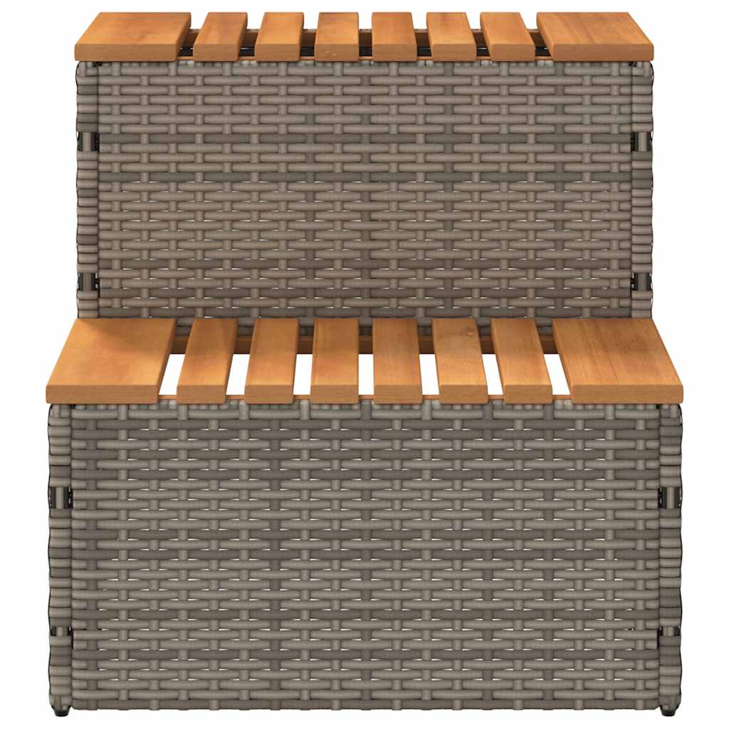 VidaXL Marche bain à remous gris 50x50x50,5cm polyrotin acacia massif