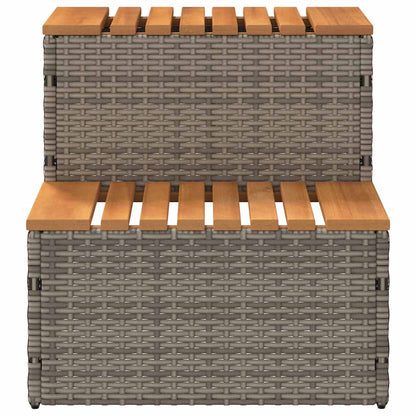 VidaXL Marche bain à remous gris 50x50x50,5cm polyrotin acacia massif