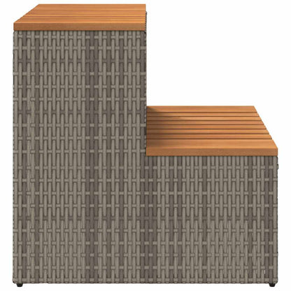 VidaXL Marche bain à remous gris 50x50x50,5cm polyrotin acacia massif