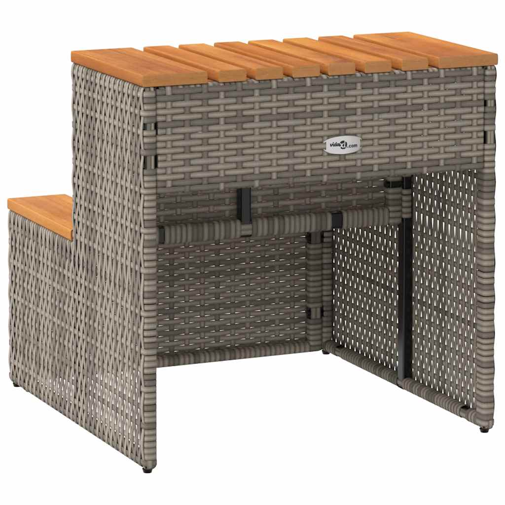 VidaXL Marche bain à remous gris 50x50x50,5cm polyrotin acacia massif