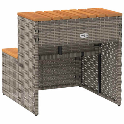 VidaXL Marche bain à remous gris 50x50x50,5cm polyrotin acacia massif