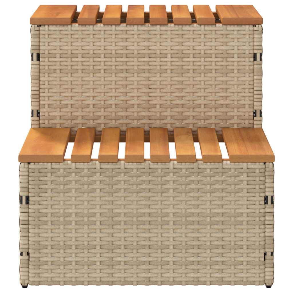 VidaXL Marche bain remous beige 50x50x50,5 cm polyrotin acacia massif