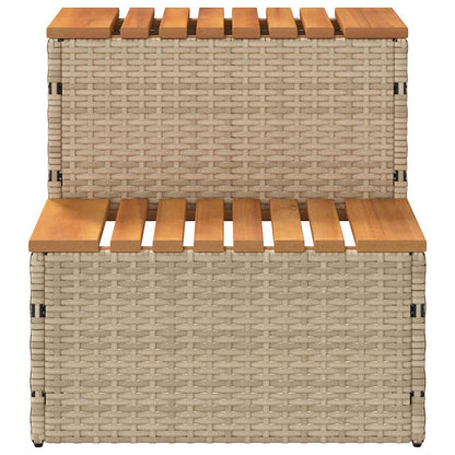 VidaXL Marche bain remous beige 50x50x50,5 cm polyrotin acacia massif