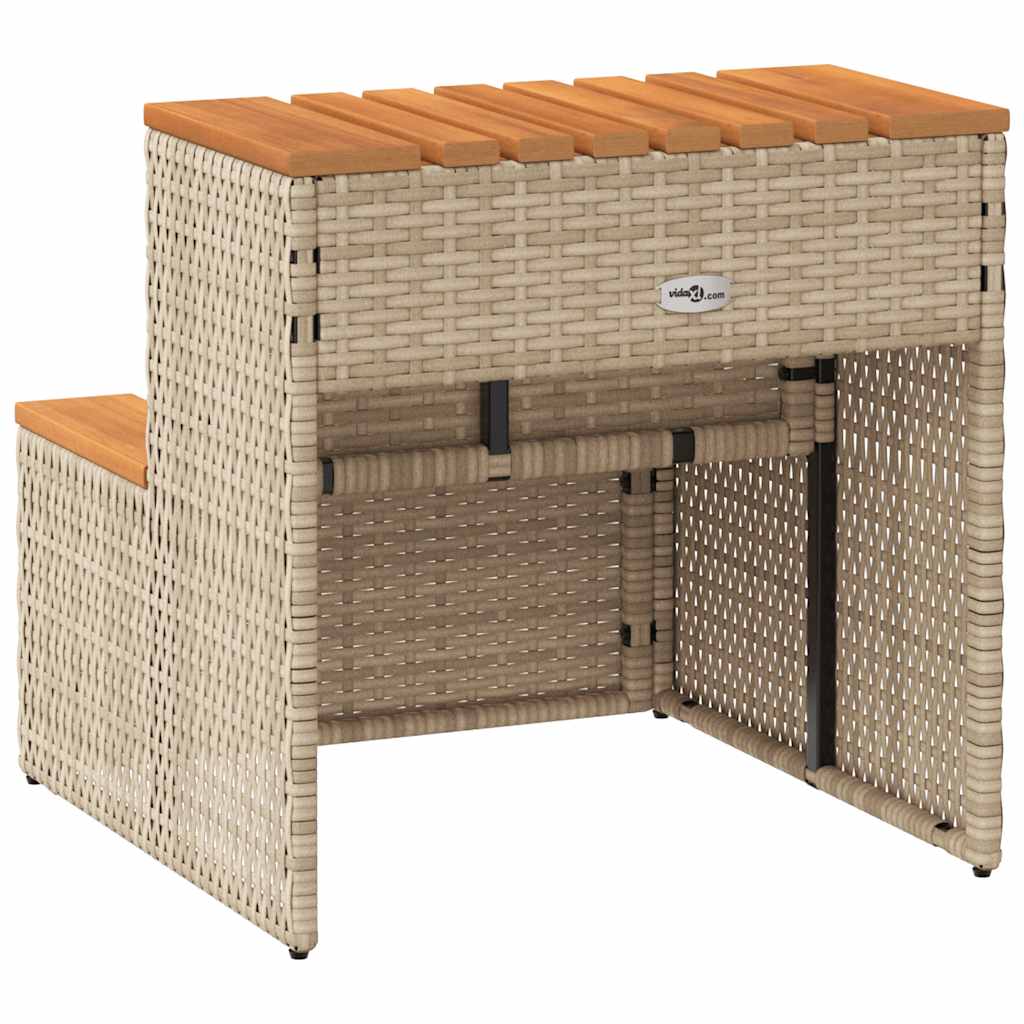 VidaXL Marche bain remous beige 50x50x50,5 cm polyrotin acacia massif