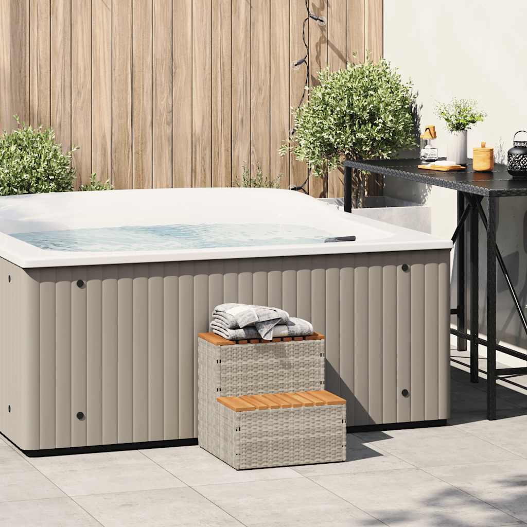 VidaXL Marche bain à remous gris clair 50x50x50,5 cm acacia massif