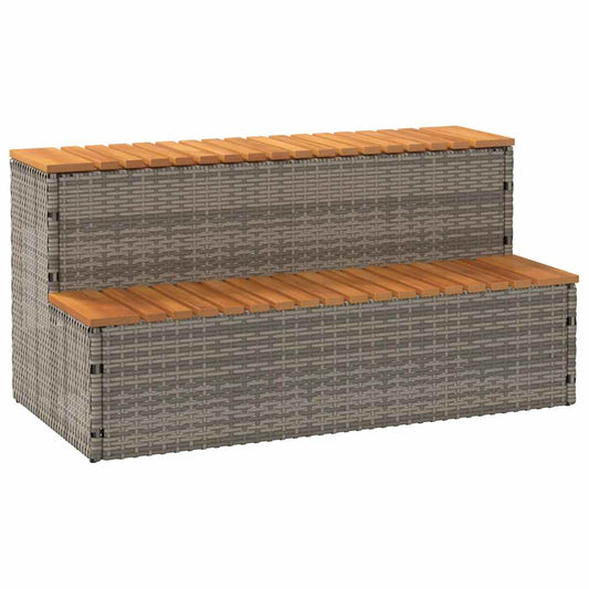 VidaXL Marche bain remous gris 100x50x50,5 cm polyrotin acacia massif