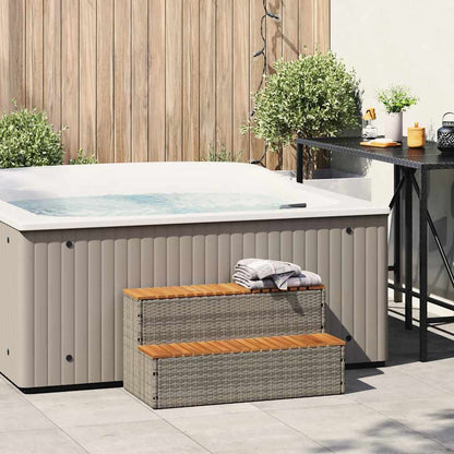 VidaXL Marche bain remous gris 100x50x50,5 cm polyrotin acacia massif