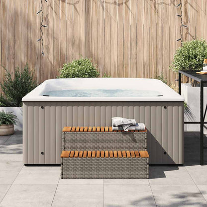 VidaXL Marche bain remous gris 100x50x50,5 cm polyrotin acacia massif