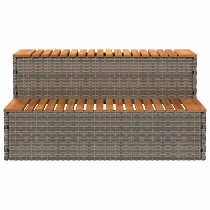 VidaXL Marche bain remous gris 100x50x50,5 cm polyrotin acacia massif