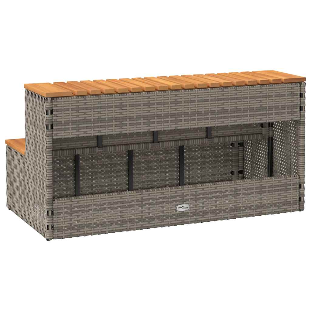 VidaXL Marche bain remous gris 100x50x50,5 cm polyrotin acacia massif