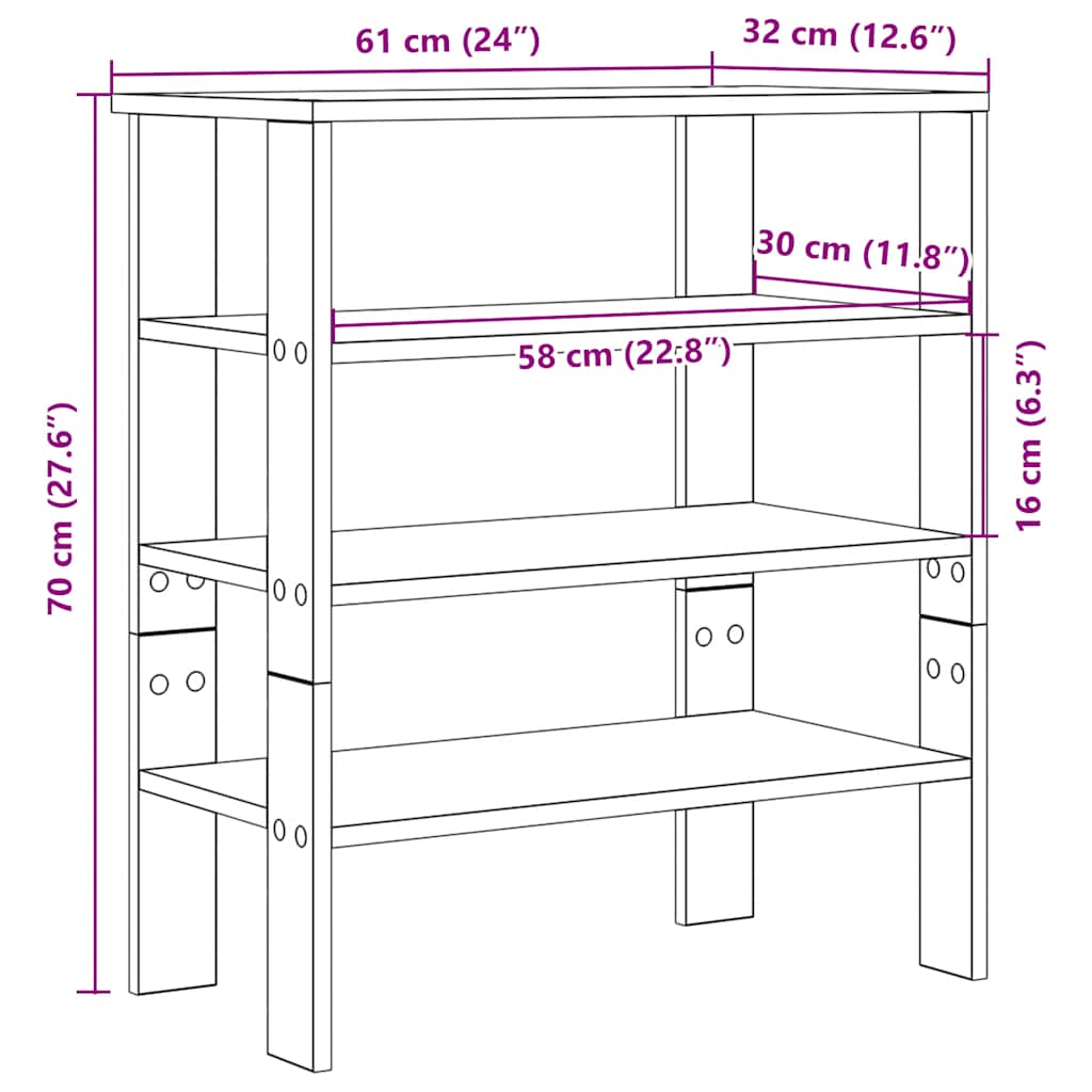 vidaXL Étagère à chaussures sonoma gris 61x32x70 cm bois d'ingénierie