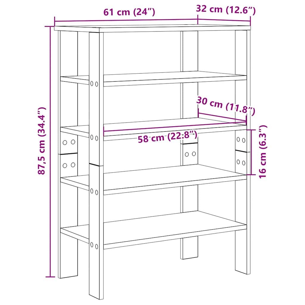 vidaXL Étagère à chaussures gris béton 61x32x87,5 cm bois d'ingénierie