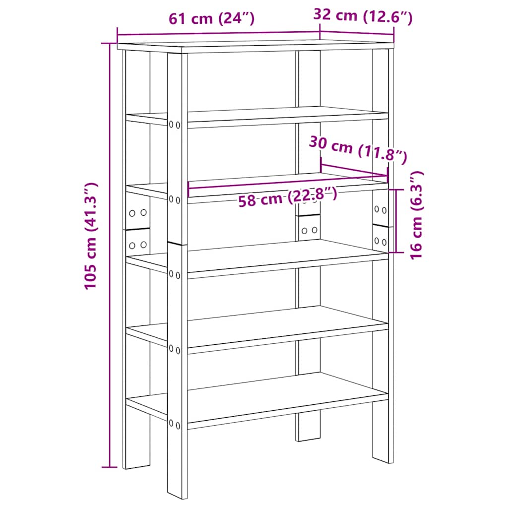 vidaXL Étagère à chaussures sonoma gris 61x32x105 cm bois ingénierie