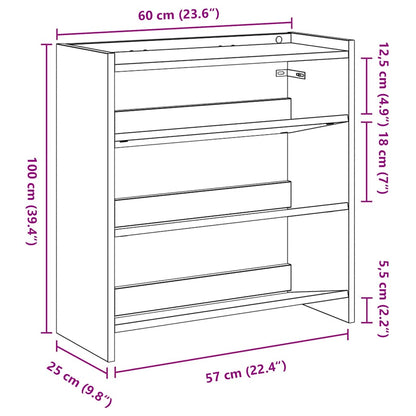 vidaXL Étagère à chaussures sonoma gris 60x25x62 cm bois d'ingénierie