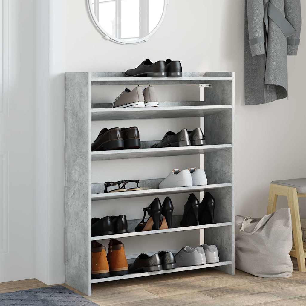 vidaXL Étagère à chaussures gris béton 80x25x100 cm bois d'ingénierie