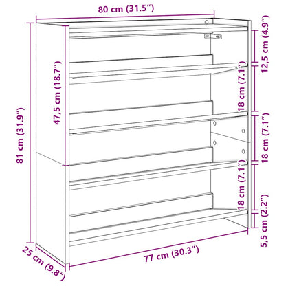 vidaXL Étagère à chaussures sonoma gris 80x25x81 cm bois d'ingénierie