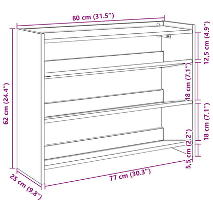vidaXL Étagère à chaussures chêne fumé 80x25x61,5 cm bois d'ingénierie