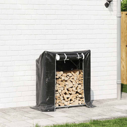 vidaXL Portant de bois de chauffage et housse de pluie acier galvanisé