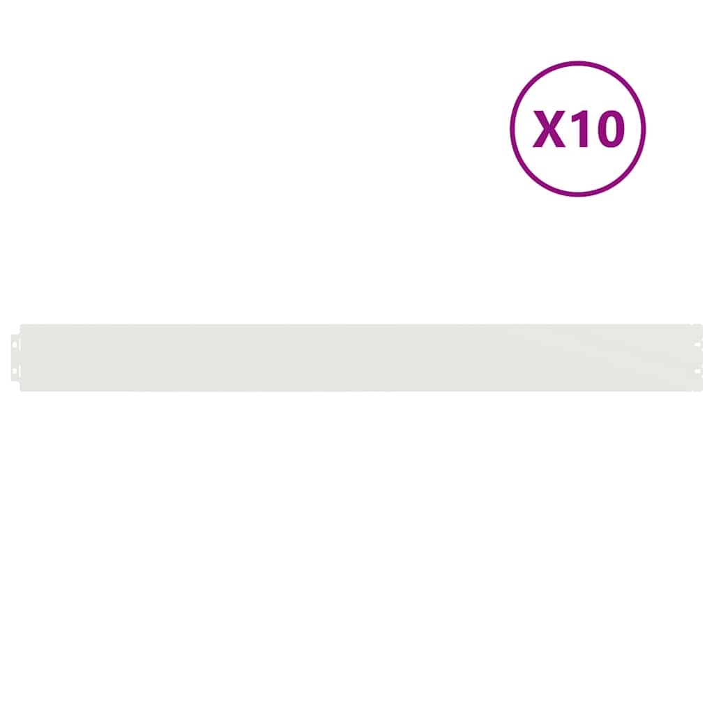vidaXL Bordures de pelouse 10 pcs blanc 10x103 cm acier laminé à froid