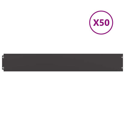 vidaXL Bordures de pelouse 50 pcs noir 15x103 cm acier laminé à froid